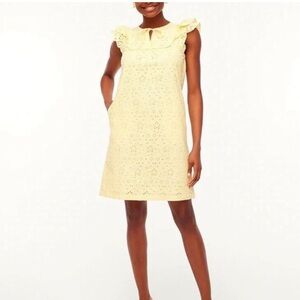 J Crew Yellow Eyelet Flutter-Sleeve Mini Dress NWT Size 4